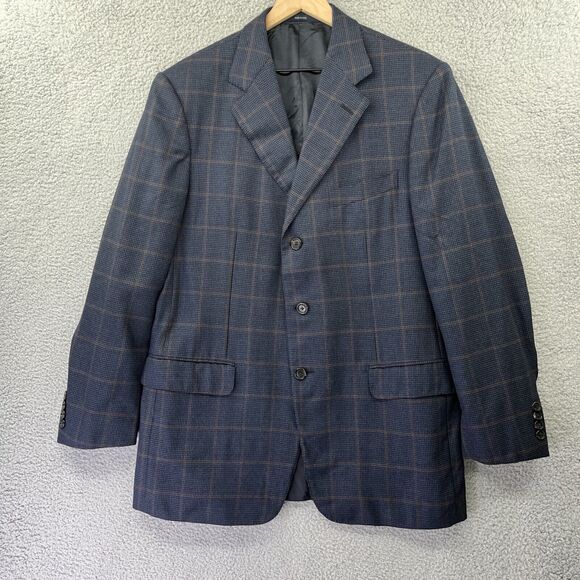 Ermenegildo Zenga 15 Milmil 15 Blazer 42 R Wool Italy Single Breast Plaid Luxury